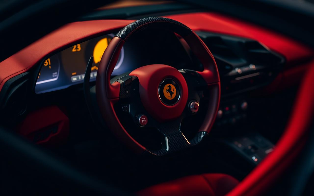 Ferrari 488 GTB cockpit and steering wheel